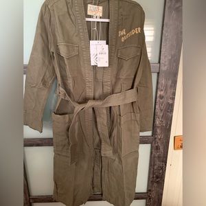 - Sandrine Rose x Free People long  lightweight army jacket /coat sz XS NWT